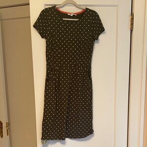 Boden Brown and White Polka Dot Midi Dress